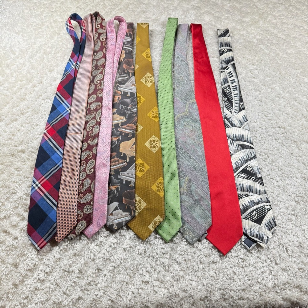 Men's Neckties Lot of 10 Mixed Brands Patterns Dress Ties Novelty Office Craft